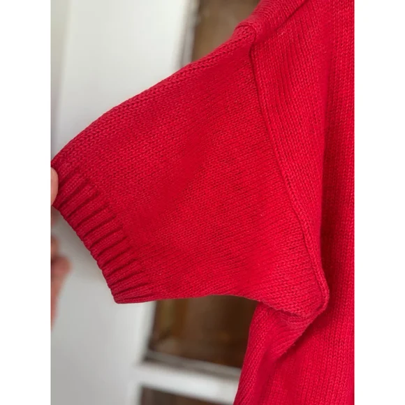 Vintage The Import Workshop Women's Medium Red V-Neck Knit Sweater Grandmacore - Picture 4 of 12